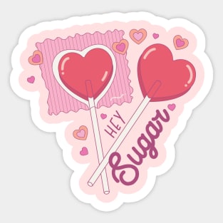 Hey Sugar Cute Heart Shaped Lollipop Valentines Day Sticker